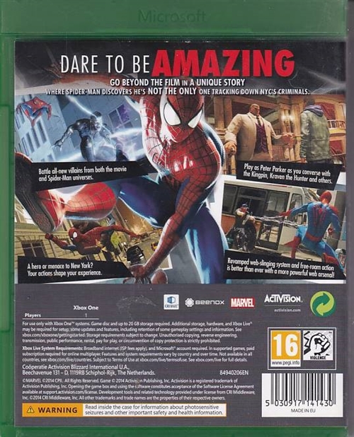 The Amazing Spider-Man 2 - XBOX One (B Grade) (Genbrug)